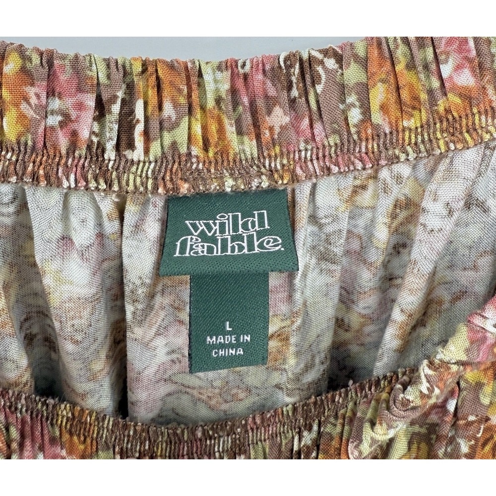 Wild Fable Women's Brown Floral Tiered Dress Size Large Cottage Boho Feminine - Picture 7 of 7